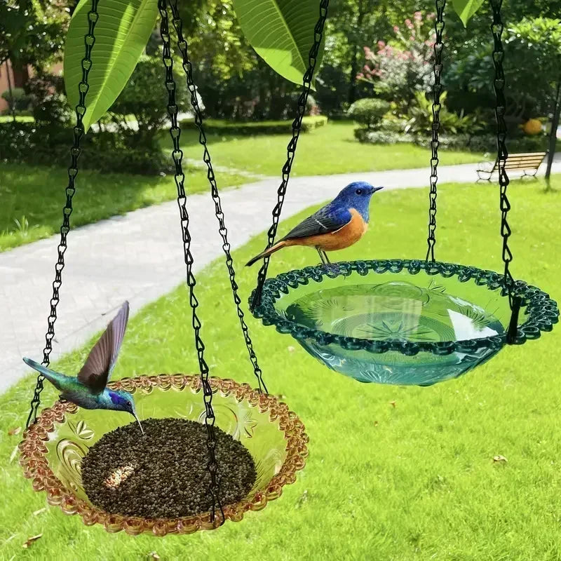 Flower Shaped Hanging Bird Feeder | Birdbath for Outdoor Garden Decor & Hummingbird Feeding Tool