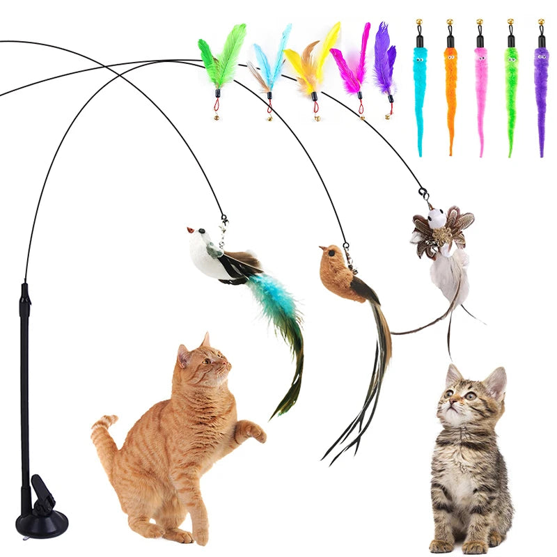 Hands-Free Interactive Cat Toy | Suction Cup Teaser Wand for Kittens - Chase & Exercise Play