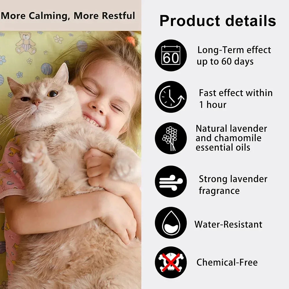 Adjustable Calming Collar for Cats and Dogs | 38/70cm Anxiety Reduction Pheromone Collar - Safe and Natural
