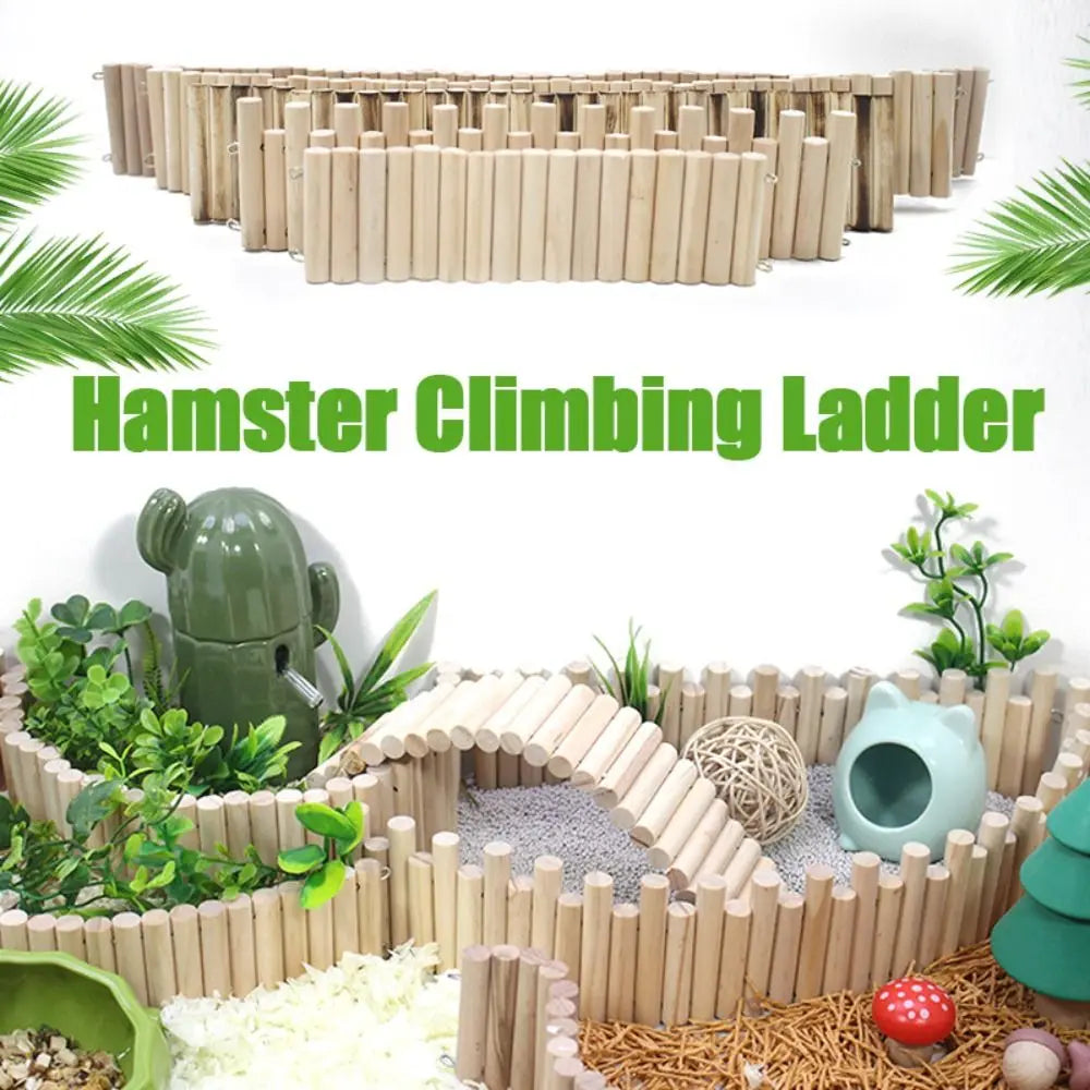 Bendable Hamster Climbing Ladder | Multifunctional Wooden Suspension Bridge for Easy Cage Decoration