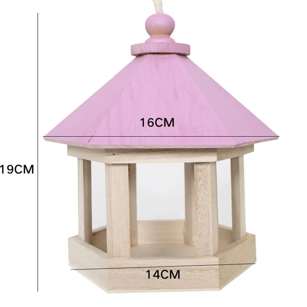 Wooden House Bird Feeder | Outdoor Hanging Feeding Station & Hollow Food Container for Garden and Park