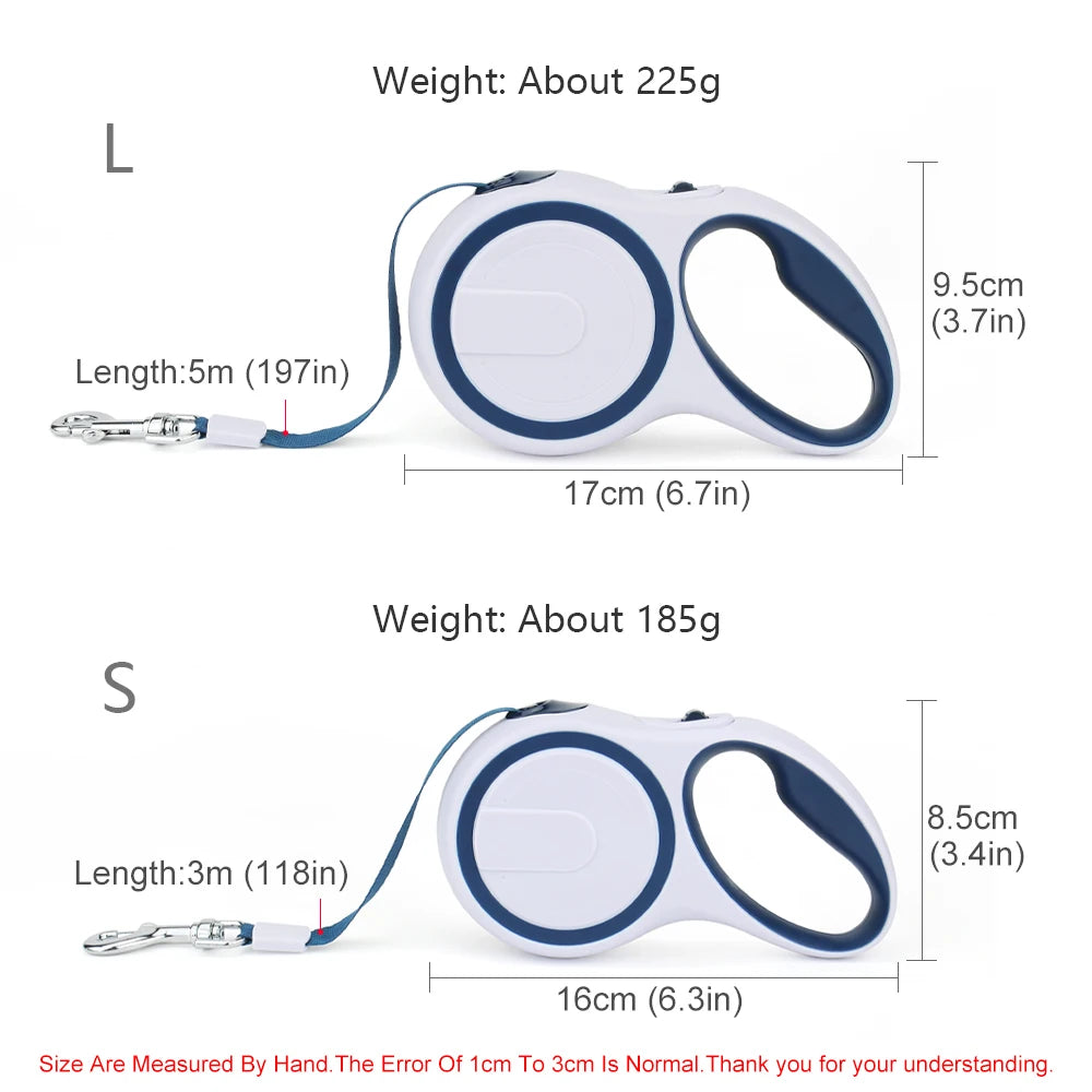 Long Strong Pet Leash for Large Dogs | Durable Nylon Retractable 5M Automatic Extending Lead