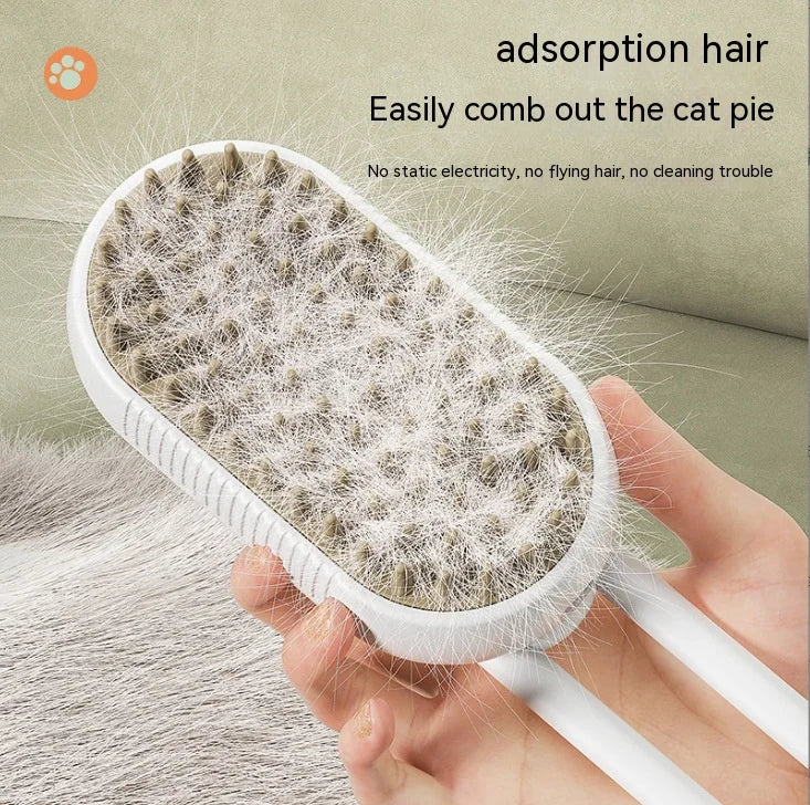 Electric Pet Spray Comb for Cats and Dogs | Anti-Flying Hair Removal Brush with One-Key Spray and Massage Function