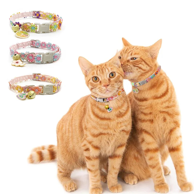 Adjustable Rainbow Cat Collars with Bell | Cute Kitten Collars for Small Dogs and Pets - Stylish Pet Accessories