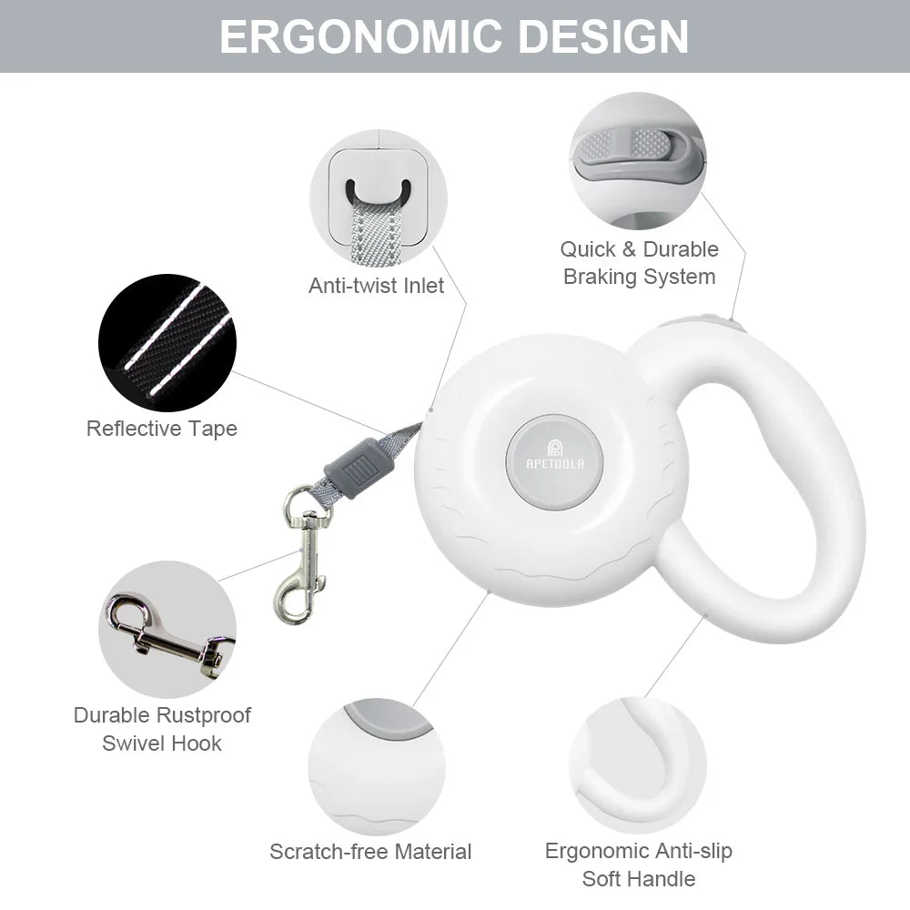 APETDOLA Retractable Dog Leash | Reflective Rope with Automatic Extension for Pet Walking