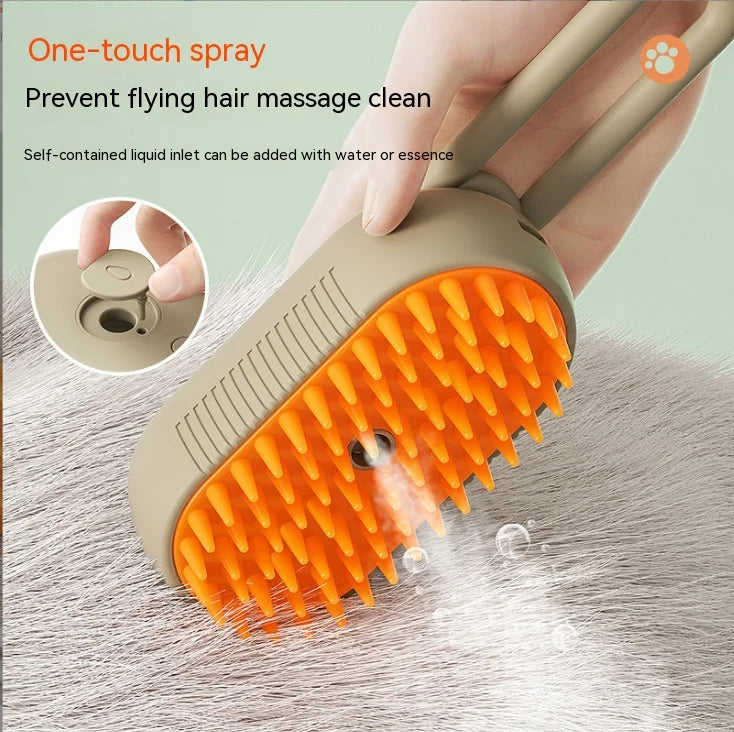 Electric Pet Spray Comb for Cats and Dogs | Anti-Flying Hair Removal Brush with One-Key Spray and Massage Function