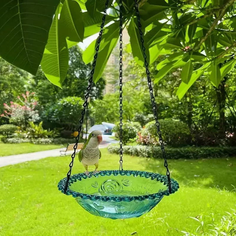 Flower Shaped Hanging Bird Feeder | Birdbath for Outdoor Garden Decor & Hummingbird Feeding Tool