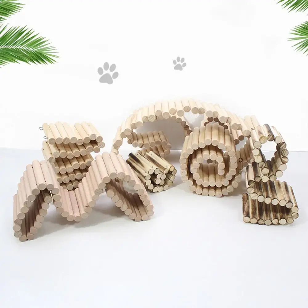 Bendable Hamster Climbing Ladder | Multifunctional Wooden Habitat Toy for Easy Installation & Cage Decoration