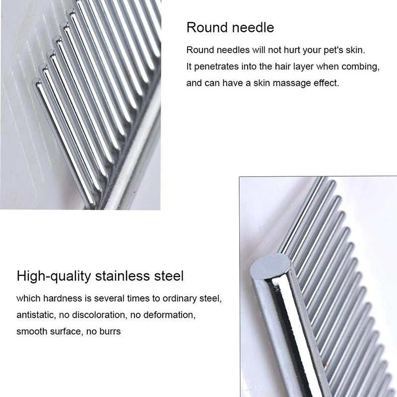 Stainless Steel Pet Dematting Comb | Grooming Tool for Dogs and Cats - Gently Removes Loose Undercoat and Fleas