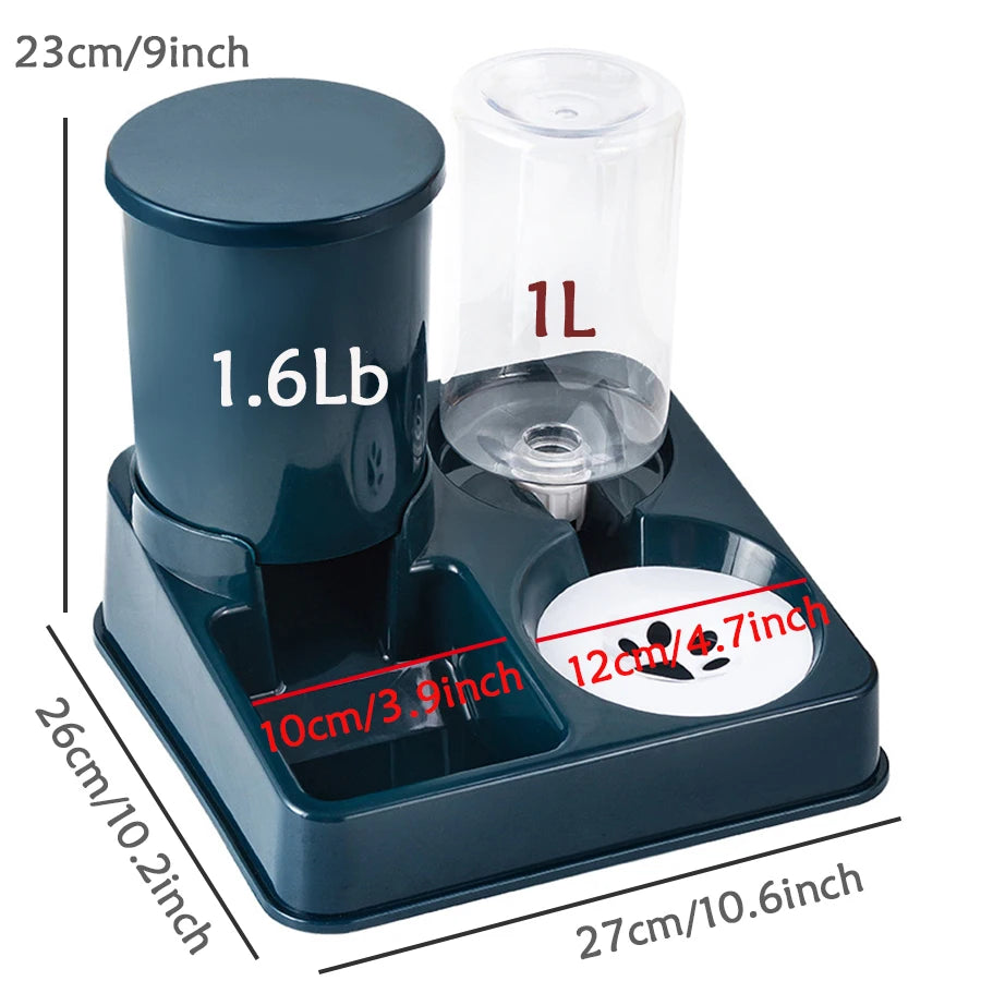 2-in-1 Automatic Cat Feeder & Water Dispenser Set | Tilted Gravity Food and Water Feeder for Pets