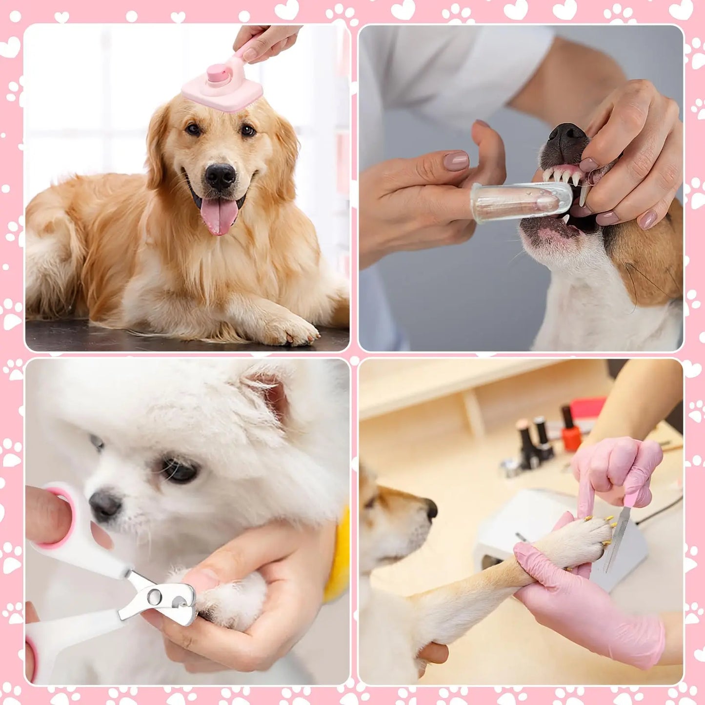 8-Piece Dog Grooming Set | Self-Cleaning Kit with Nail Clippers, Flea Comb, Shampoo Brush, and More