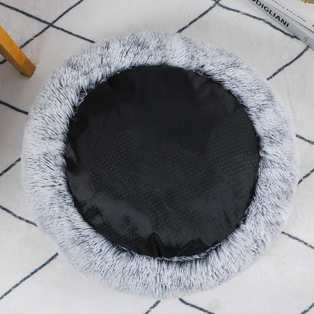 Long Plush Round Cat Bed | Comfy & Fashionable Nap Spot for Cats