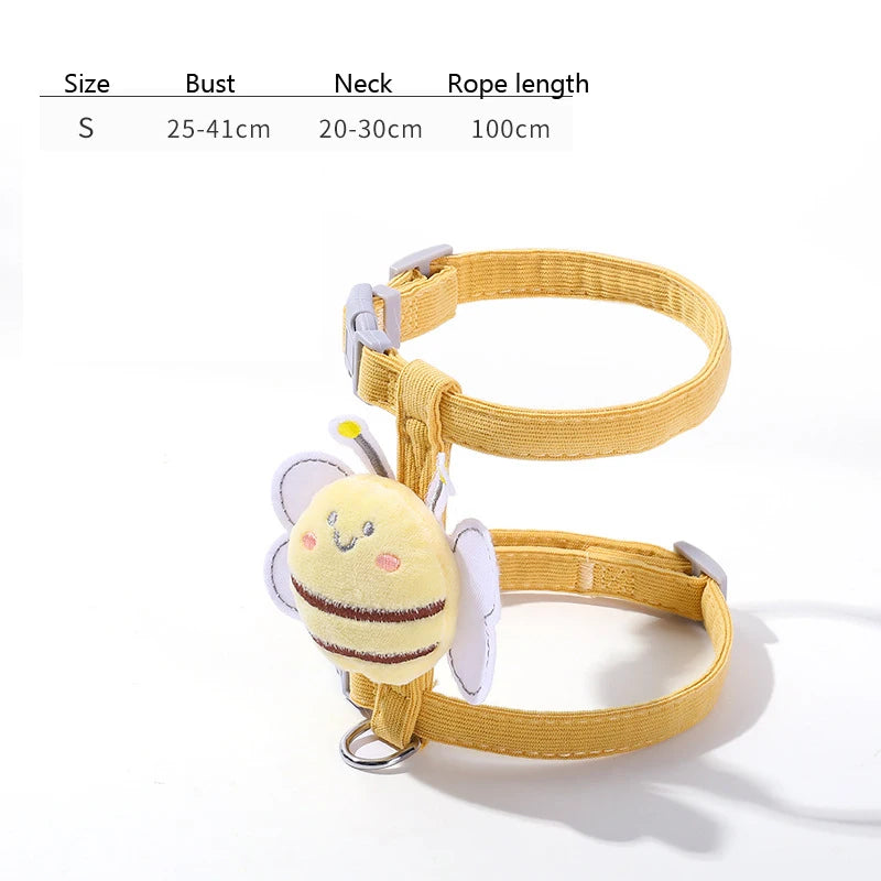 Cute Bee Adjustable Cat Harness & Leash | Safe Collar for Small Dogs and Cats