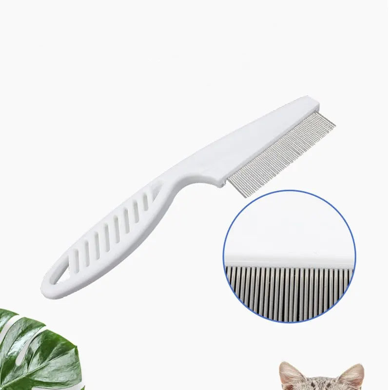 Stainless Steel Flea Comb for Dogs and Cats | Portable Hair Removal Brush with Dense Teeth