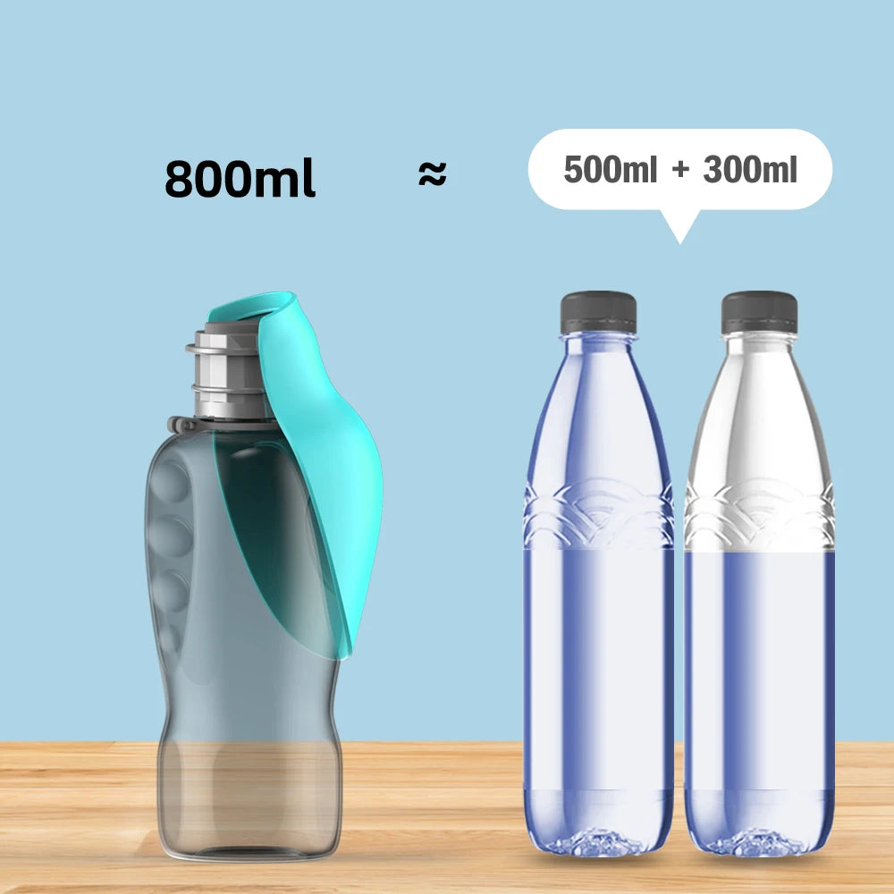 800ml Portable Dog Water Bottle | Travel Drinking Bowl for Small to Large Dogs