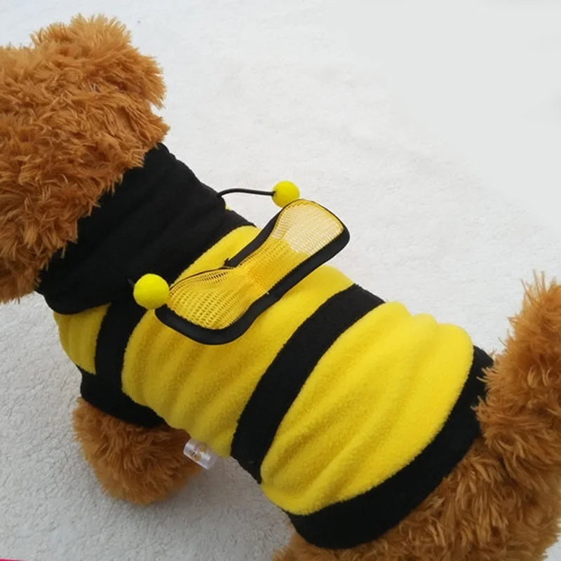 Bee Pet Puppy Coat Apparel Outfit Fleece Clothes Dog Cat Hoodie