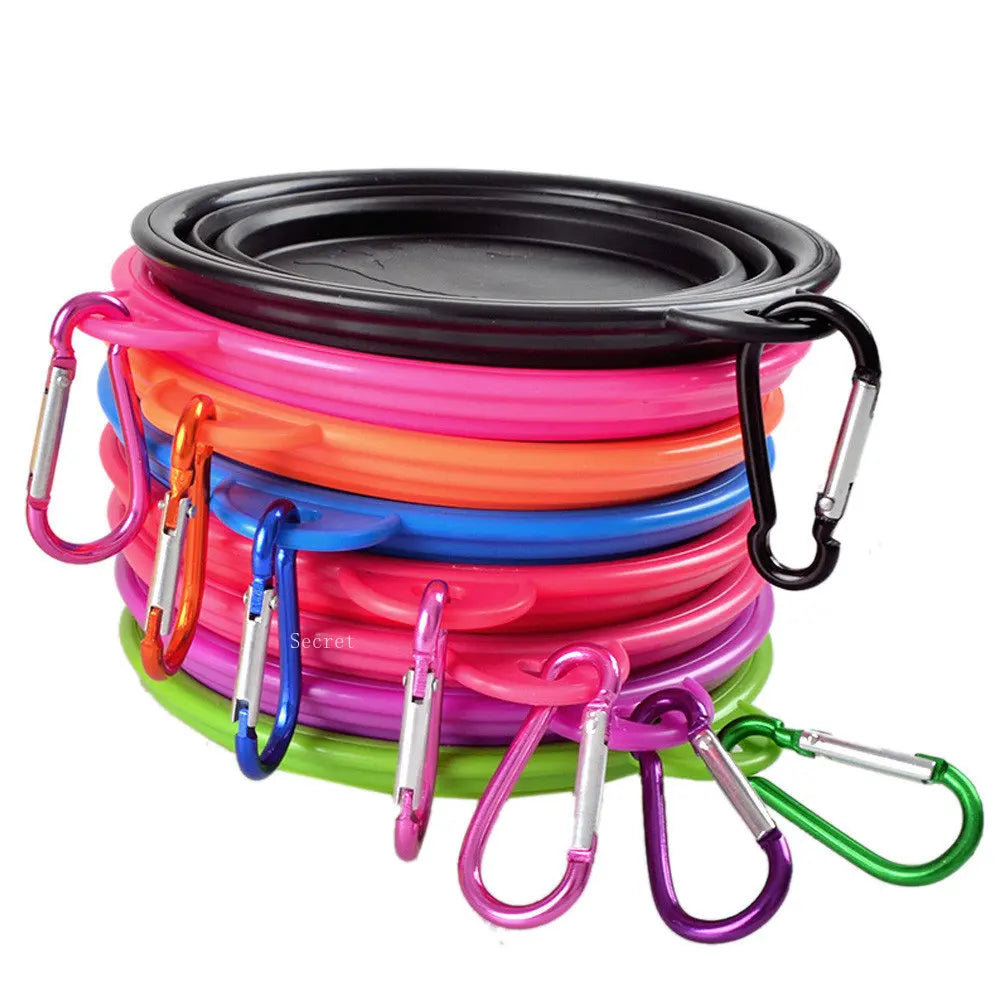 Collapsible Silicone Dog Bowl | Portable Pet Food & Water Dish for Outdoor Camping & Travel with Carabiner