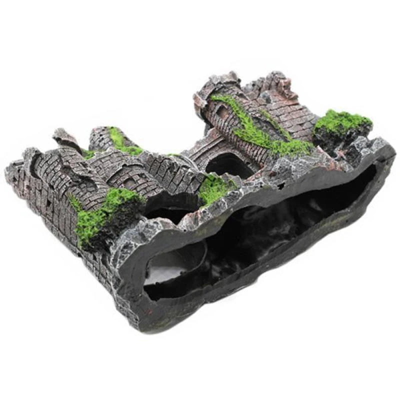 Castle Shape Fish Tank Ornaments | Resin Rockery Decoration for Aquarium Landscaping