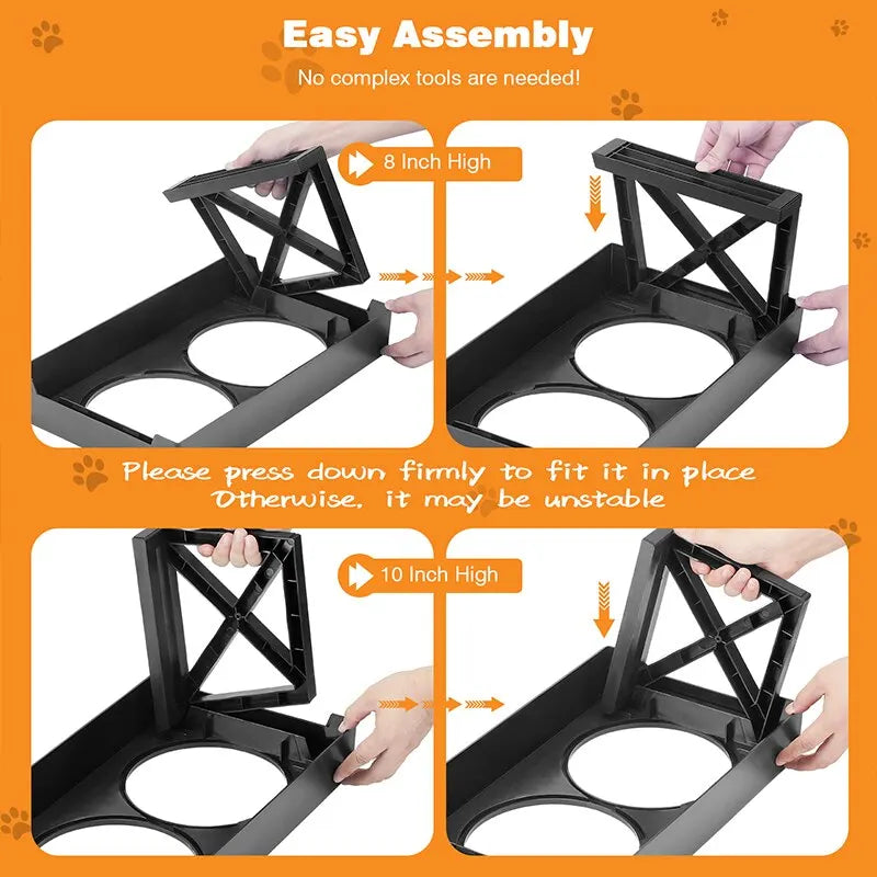 Adjustable Double Elevated Dog Bowls | Slow Feeding Stand for Medium & Large Dogs