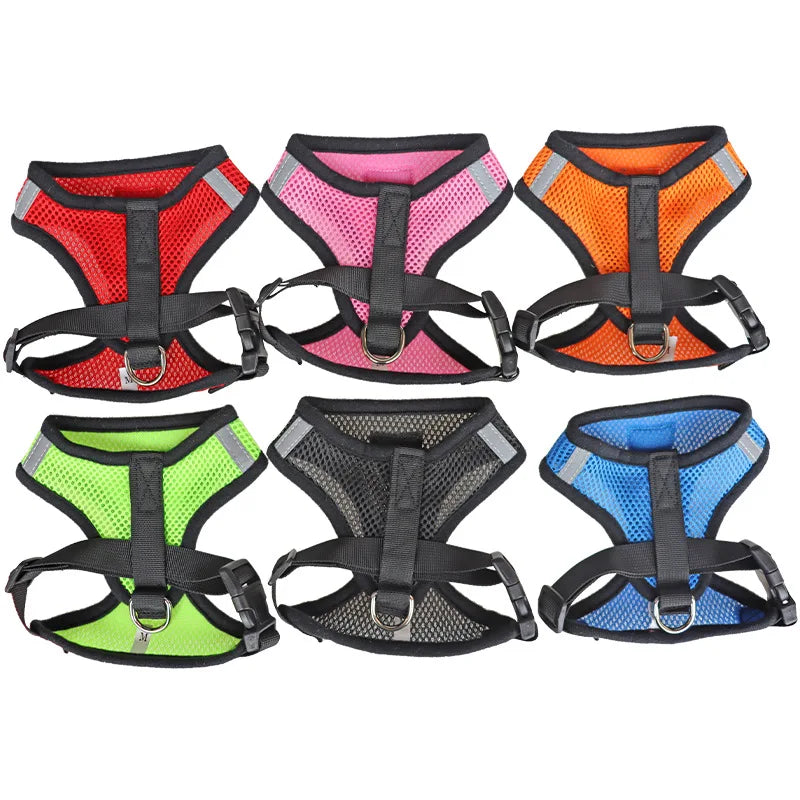 Adjustable Cat and Dog Harness with Lead Leash | Breathable Polyester Mesh Reflective Vest for Small Pets