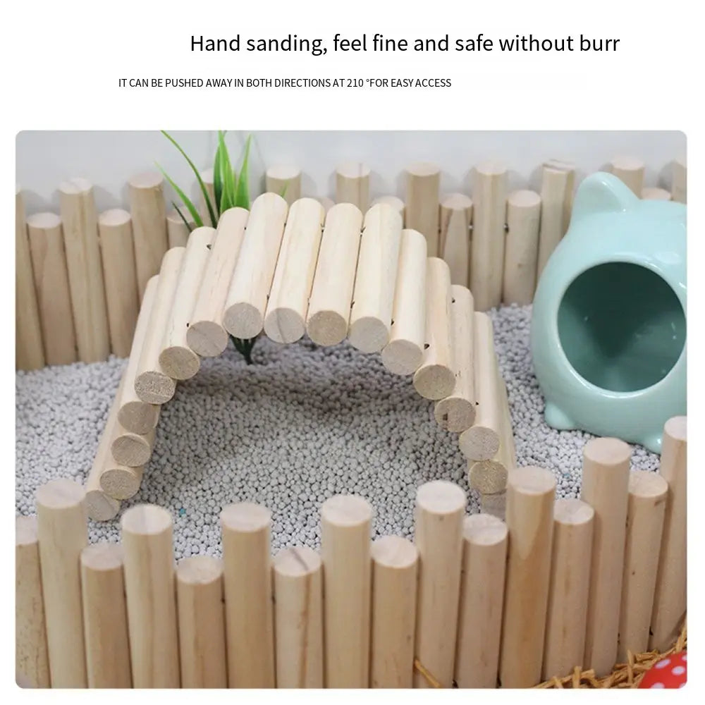 Bendable Hamster Climbing Ladder | Multifunctional Wooden Suspension Bridge for Easy Cage Decoration