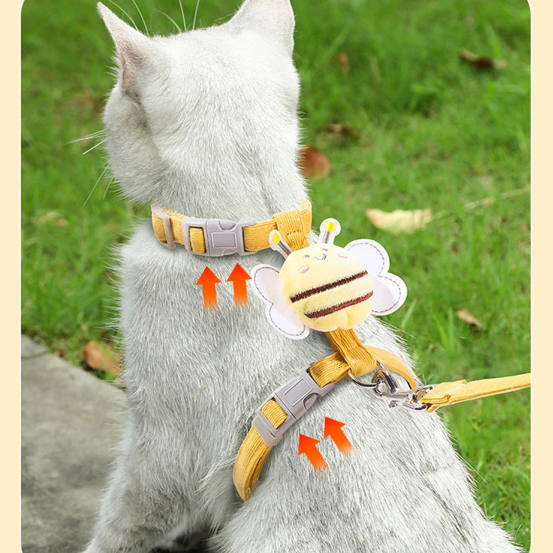 Cute Bee Adjustable Cat Harness & Leash | Safe Collar for Small Dogs and Cats