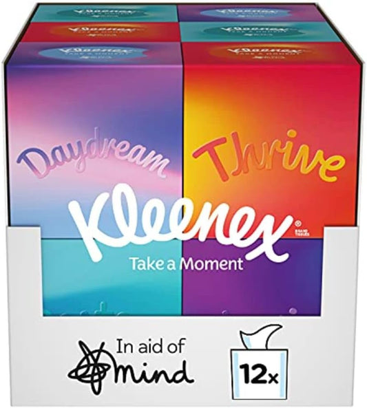 Take a Moment Collection Tissues - 12 Cube Tissue Boxes - in Aid of Mind - Contains 4 Different Designs