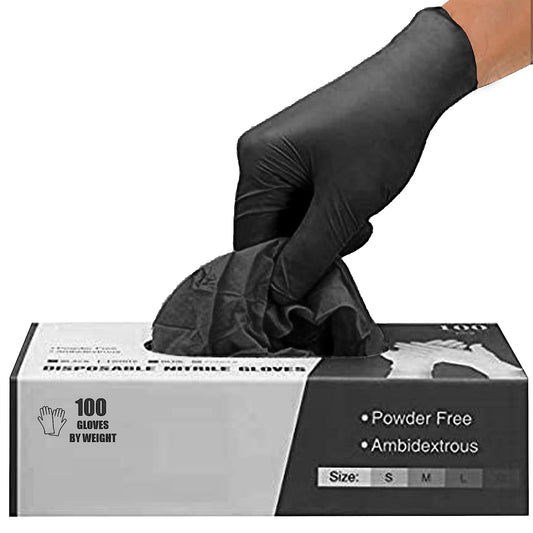 Black Nitrile Gloves Pack of 100 – Latex-Free, Powder Free, Puncture-Resistant