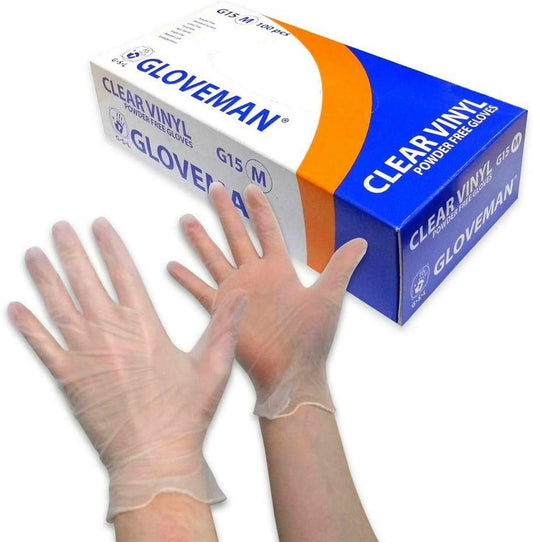 Clear Vinyl Gloves Box of 100 Medium – Powder Free, Latex Free