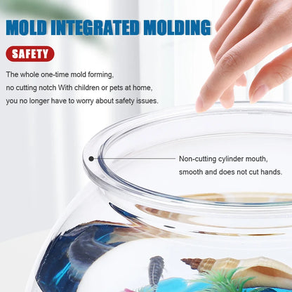 Plastic Fish Bowl in S/M/L Sizes | Durable Desktop Aquarium Tanks for Betta & Mini Fish
