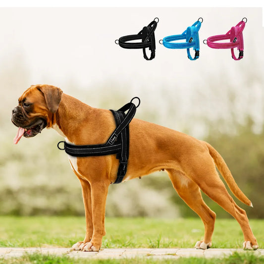 No Pull Dog Harness | Reflective Nylon Vest for Large, Medium & Small Dogs | Padded Strap for Comfort