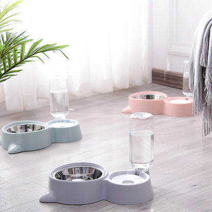 2-in-1 Automatic Cat Bowl & Water Dispenser | Pet Food Container with Waterer for Dogs and Cats