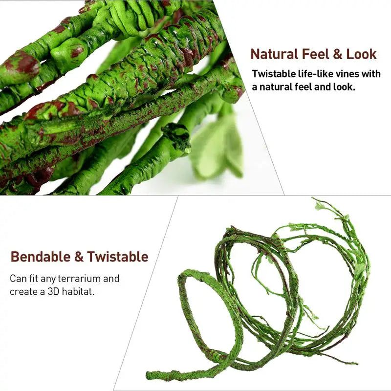 Reptile Vine for Small Animals | Bendable Branch for Lizard Landscape & Habitat Simulation Decor