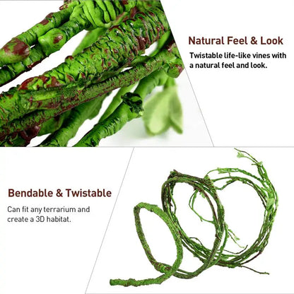 Reptile Vine for Small Animals | Bendable Branch for Lizard Landscape & Habitat Simulation Decor