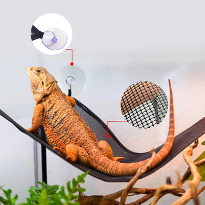 Bearded Dragon Hammock | Reptile Lounger Ladder Hanging Bed Accessories for Terrarium Habitat Decor