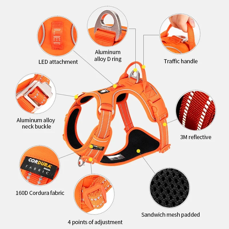 TRUE LOVE No Pull Reflective Dog Harness | Adjustable, Comfortable Nylon Pet Harness