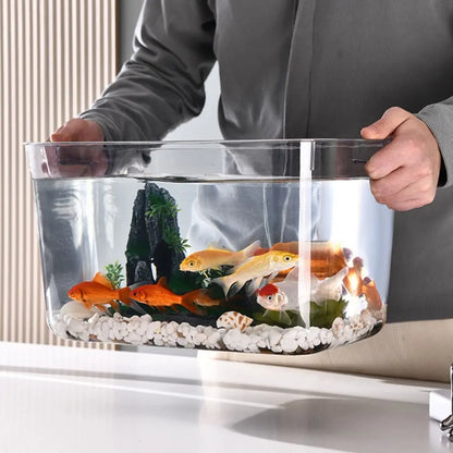 Fall Prevention Plastic Fish Tank | Transparent PET Desktop Goldfish Bowl with Ecological Water Filter