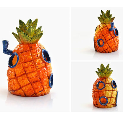 Cartoon Pineapple House Aquarium Decoration | Fish & Shrimp Shelter with Octopus & Crab Castle