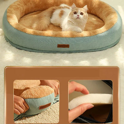 Kimpets Non-Slip Winter Warm Cat and Dog Bed | Removable Washable Soft Puppy Cushion Kennel