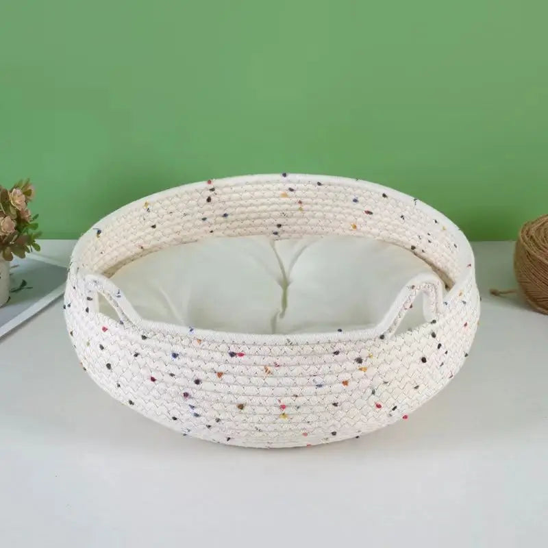 40CM Cotton Rope Cat Bed | Comfortable Nest & Claw Grinding Board for Dogs and Cats