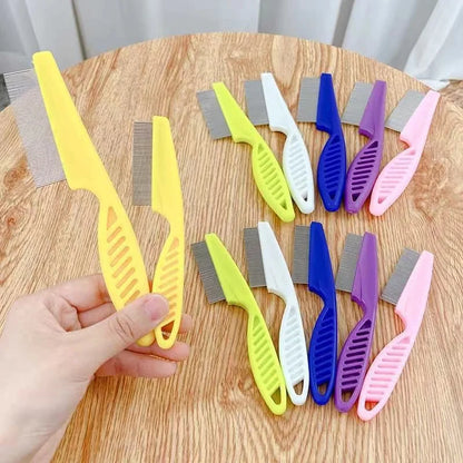 Stainless Steel Pet Hair Shedding Comb | Flea Comb for Cats and Dogs - Comfort Grooming Tool