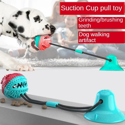 Suction Cord Leaky Pet Toy Ball | TPR Teething Vent Ball for Dogs - Indestructible Vocal Toy for Big & Small Dogs