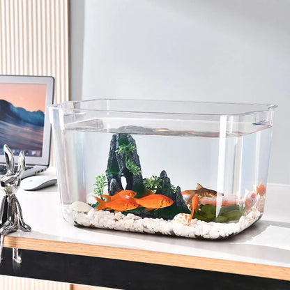 Fall Prevention Plastic Fish Tank | Transparent PET Desktop Goldfish Bowl with Ecological Water Filter