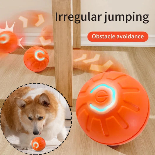 Intelligent Automatic Bouncing Rolling Ball | USB Rechargeable Rubber Toy for Small and Medium Dogs and Cats