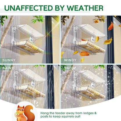 Clear Window Viewing Bird Feeder | Outdoor Transparent Bird House for Wild Bird Watching & Garden Decor