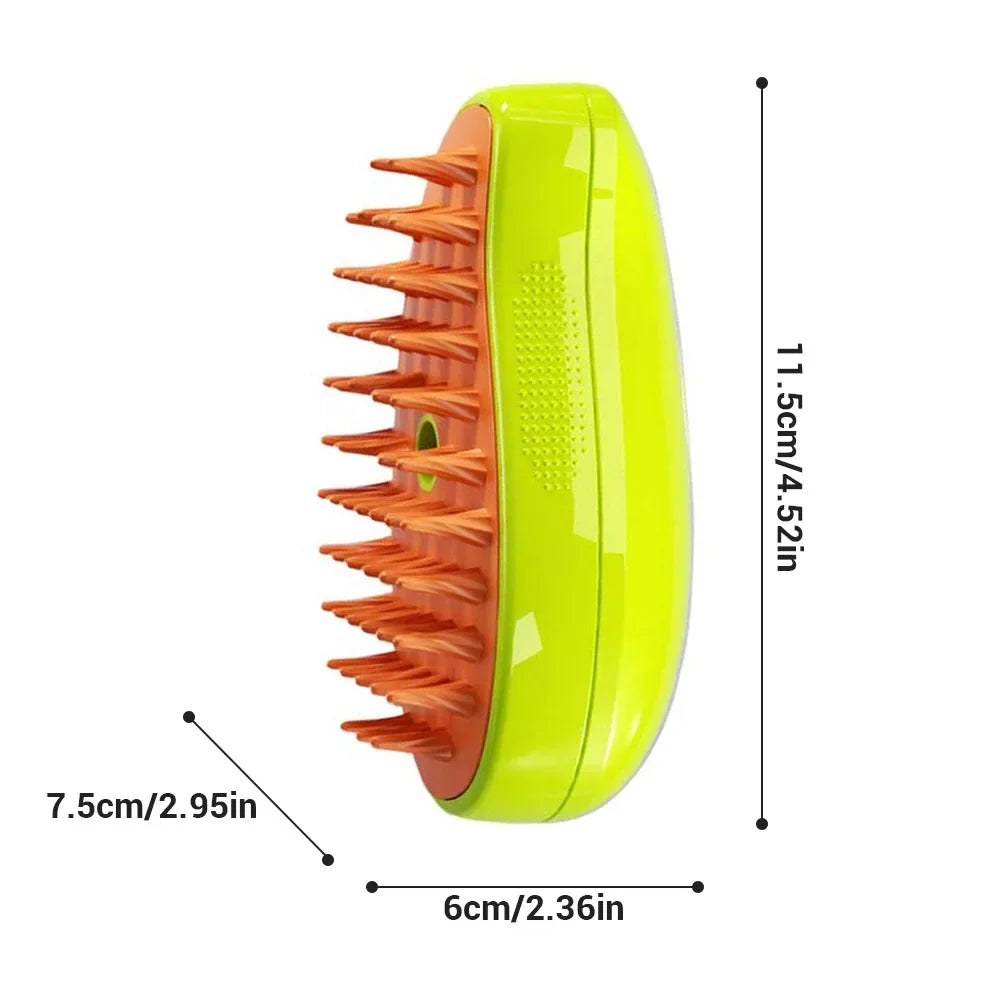 3-in-1 Electric Steamy Brush for Cats and Dogs | Grooming Tool with Massage and Shedding Spray
