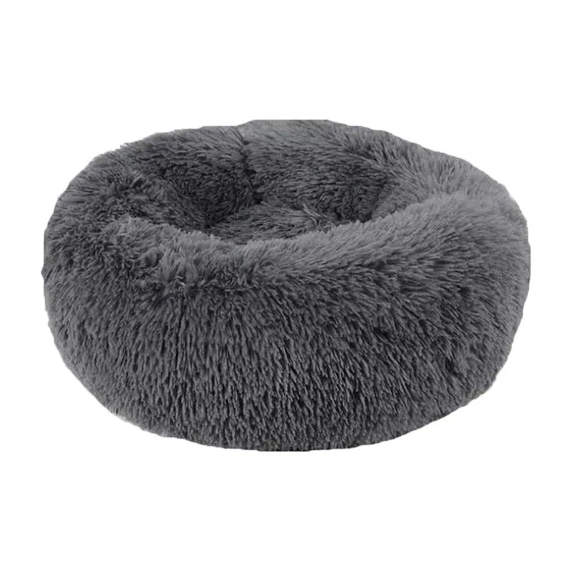 Round Long Plush Pet Bed | Comfortable Sleeping Nest for Dogs & Cats