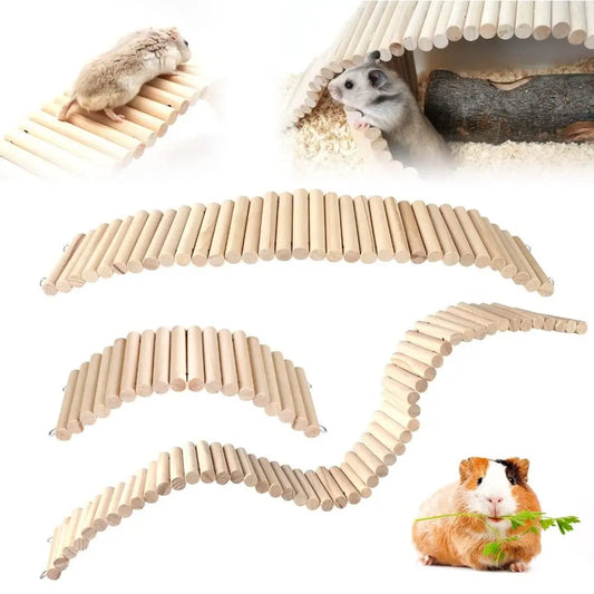 Bendable Hamster Climbing Ladder | Multifunctional Wooden Habitat Toy for Easy Installation & Cage Decoration