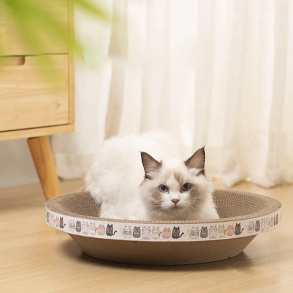 Corrugated Cat Scratcher Bed | Round Oval Grinding Claw Toy & Wear-Resistant Nest