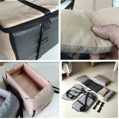 Portable Dog Car Seat Bed | Safe Travel Carrier for Small Dogs & Cats | Lightweight and Foldable